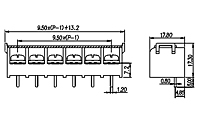 DT-49-C01W-XX 0.375 Inch (in) Pitch Diameter Single Row Barrier Terminal Block - 2