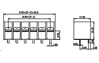 0167-91XX 0.347 Inch (in) Pitch Diameter Single Row Barrier Terminal Block - 2