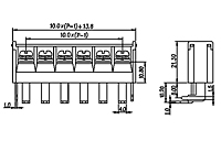 DT-51-B12W-XX 0.394 Inch (in) Pitch Diameter Single Row Barrier Terminal Block - 2