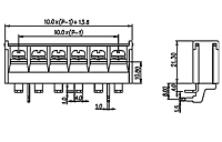 DT-51-B14W-XX 0.394 Inch (in) Pitch Diameter Single Row Barrier Terminal Block - 2