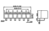 DT-55-B14W-XX 0.394 Inch (in) Pitch Diameter Single Row Barrier Terminal Block - 2