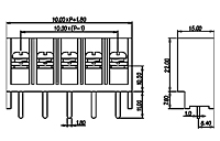 0032-0105 0.394 Inch (in) Pitch Diameter Single Row Barrier Terminal Block - 2