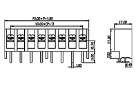 0032-0108 0.394 Inch (in) Pitch Diameter Single Row Barrier Terminal Block - 2