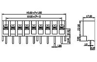 0032-0109 0.394 Inch (in) Pitch Diameter Single Row Barrier Terminal Block - 2