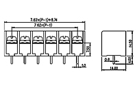 0032-14XX 0.3 Inch (in) Pitch Diameter Single Row Barrier Terminal Block - 2