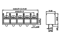 0166-80XX 0.63 Inch (in) Pitch Diameter Single Row Barrier Terminal Block - 2