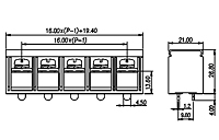 0166-80XXC 0.63 Inch (in) Pitch Diameter Single Row Barrier Terminal Block - 2