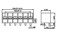 0167-10XX 0.312 Inch (in) Pitch Diameter Single Row Barrier Terminal Block - 2