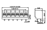 0167-50XX 0.434 Inch (in) Pitch Diameter Single Row Barrier Terminal Block - 2