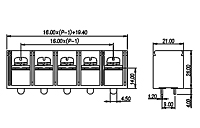 0167-80XX 0.63 Inch (in) Pitch Diameter Single Row Barrier Terminal Block - 2