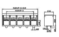 0167-80XXC 0.63 Inch (in) Pitch Diameter Single Row Barrier Terminal Block - 2