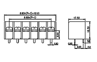 0167-90XX 0.347 Inch (in) Pitch Diameter Single Row Barrier Terminal Block - 2