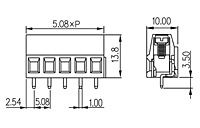 EK508V-XXP 0.2 Inch (in) Pitch Diameter Printed Circuit Board (PCB) Terminal Block - 2