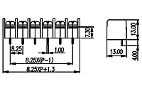 DT-31-B01W-XX 0.325 Inch (in) Pitch Diameter Single Row Barrier Terminal Block - 2