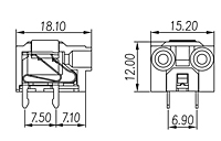 0146-0102 0.295 Inch (in) Pitch Diameter Printed Circuit Board (PCB) Terminal Block - 2