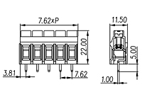 ESK762V-XXP 0.3 Inch (in) Pitch Diameter Printed Circuit Board (PCB) Terminal Block - 2