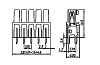 EC381CV-XXP 0.150 Inch (in) Pitch Diameter Printed Circuit Board (PCB) Connector Socket - 2