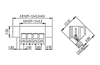 ECH381AM-XXP 0.150 Inch (in) Pitch Diameter Printed Circuit Board (PCB) Connector Socket - 2