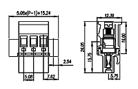 2ESDPLM-XXP 0.200 Inch (in) Pitch Diameter Printed Circuit Board (PCB) Connector-Plug - 2