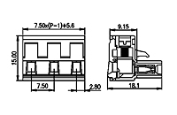 7ESDV-XXP 0.295 Inch (in) Pitch Diameter Printed Circuit Board (PCB) Connector-Plug - 2