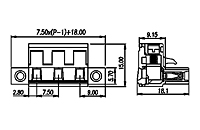 7ESDVM-XXP 0.295 Inch (in) Pitch Diameter Printed Circuit Board (PCB) Connector-Plug - 2