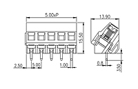 EK500A-XXP 0.197 Inch (in) Pitch Diameter Printed Circuit Board (PCB) Terminal Block - 2