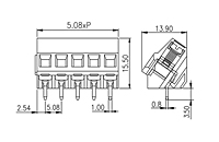 EK508A-XXP 0.2 Inch (in) Pitch Diameter Printed Circuit Board (PCB) Terminal Block - 2