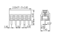 EK350V-XXP 0.138 Inch (in) Pitch Diameter Printed Circuit Board (PCB) Terminal Block - 2