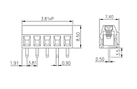 EK381V-XXP 0.15 Inch (in) Pitch Diameter Printed Circuit Board (PCB) Terminal Block - 2