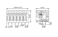 DT-123RA-XXP 0.197 Inch (in) Pitch Diameter Printed Circuit Board (PCB) Terminal Block - 2