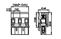 3ESDP-XXP 0.300 Inch (in) Pitch Diameter Printed Circuit Board (PCB) Connector-Plug - 2