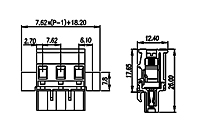 3ESDPM-XXP 0.300 Inch (in) Pitch Diameter Printed Circuit Board (PCB) Connector-Plug - 2