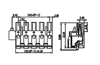 3ESDSR-XXP 0.300 Inch (in) Pitch Diameter Printed Circuit Board (PCB) Connector-Plug - 2