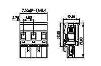 7ESDP-XXP 0.295 Inch (in) Pitch Diameter Printed Circuit Board (PCB) Connector-Plug - 2