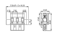 7ESDPM-XXP 0.295 Inch (in) Pitch Diameter Printed Circuit Board (PCB) Connector-Plug - 2