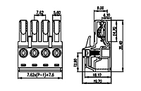 EC762HV-XXP 0.300 Inch (in) Pitch Diameter Printed Circuit Board (PCB) Connector-Plug - 2