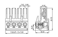 EC762V-XXP 0.300 Inch (in) Pitch Diameter Printed Circuit Board (PCB) Connector-Plug - 2