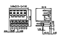 2EEHDR-XXP 0.200 Inch (in) Pitch Diameter Printed Circuit Board (PCB) Connector Socket - 2