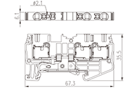 DP4-TN-PE 67.3 Millimeter (mm) Width Push-In Design (PID) DIN Rail Terminal Block - 2