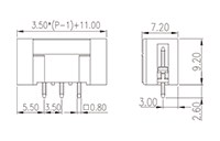 ECH350VJ-XXPL 0.138 Inch (in) Pitch Diameter Printed Circuit Board (PCB) Connector Socket - 2