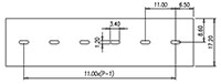 DT-65-B01W-XX - 11 Millimeter (mm) Pitch Terminal Block - Drilling Plan