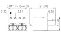 ESC381V-XXP 0.150 Inch (in) Pitch Diameter Printed Circuit Board (PCB) Connector-Plug - 2