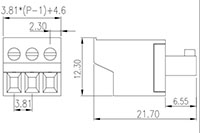 EC381F-XXP 0.150 Inch (in) Pitch Diameter Printed Circuit Board (PCB) Connector-Plug - 2