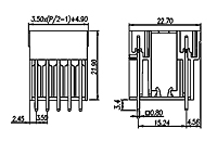 ECHB350V-XXP 0.138 Inch (in) Pitch Diameter Printed Circuit Board (PCB) Connector Socket - 2