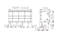 0177-53XXP3 0.295 Inch (in) Pitch Diameter Printed Circuit Board (PCB) Terminal Block - 2