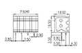 DT-123VA-XXP3 0.295 Inch (in) Pitch Diameter Printed Circuit Board (PCB) Terminal Block - 2