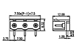 7EHDRC-XXP 0.295 Inch (in) Pitch Diameter Printed Circuit Board (PCB) Connector Socket - 2