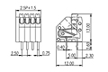 0136-10XX 0.098 Inch (in) Pitch Diameter Printed Circuit Board (PCB) Terminal Block - 2