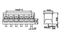 DT-2G-B14W-XX 0.3 Inch (in) Pitch Diameter Single Row Barrier Terminal Block - 2