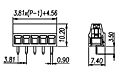 ESK381V-XXP 0.15 Inch (in) Pitch Diameter Printed Circuit Board (PCB) Terminal Block - 2